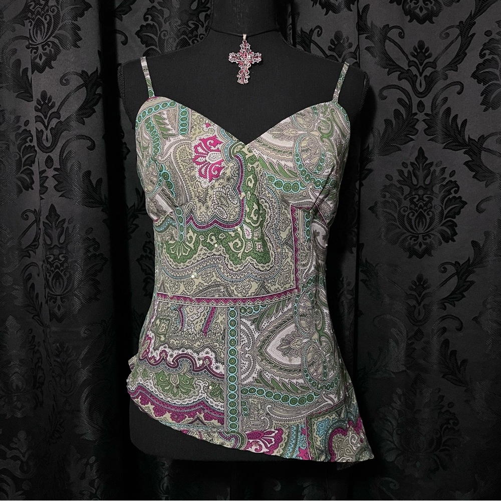 Ally B Paisley Camisole in Green and Pink